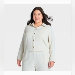 A New Day Women's Signature Crepe Shirt Jacket Cream